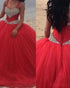 New 2018 Quinceanera Dresses Red Crystals Bodice Corset Spaghetti Straps Tulle Ball Gown Sweet 16 Dress